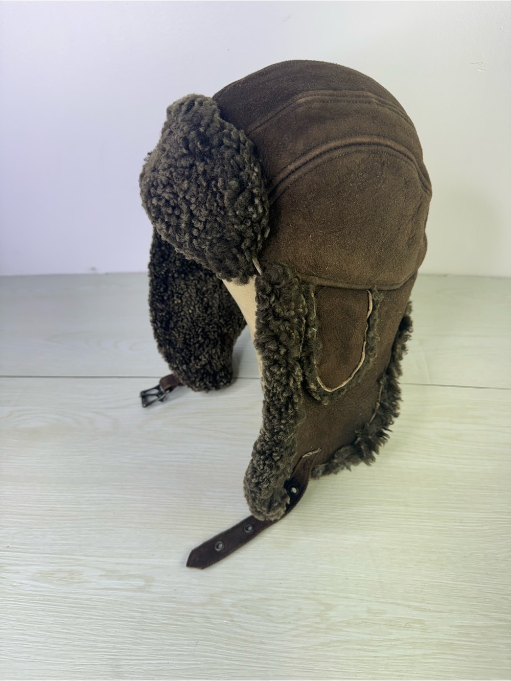 CROWN CAP brown Leather Fur Winter Cap hat